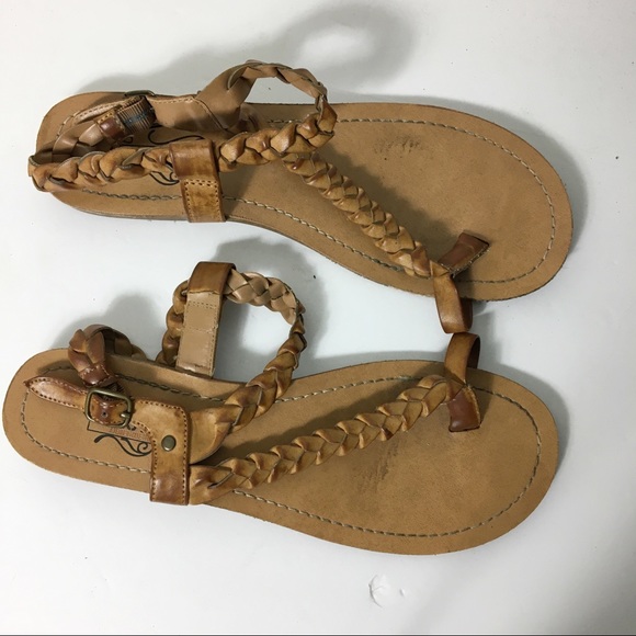 Unlisted Brown 10 Rope Ankle Strap Open toe Sandal - Picture 2 of 4